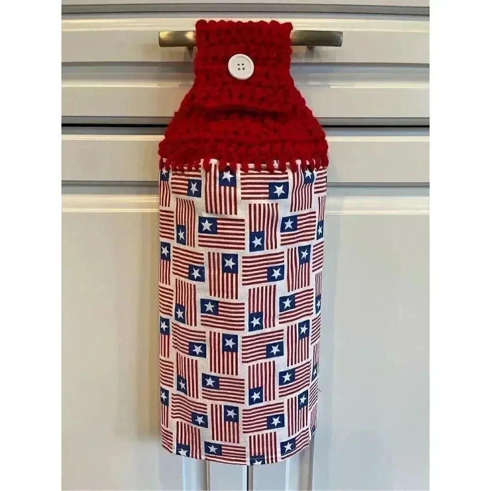 Crochet Top Kitchen Towel- American Flags